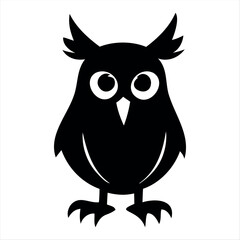 Christmas vector a black and white illustration of a stylized owl with large eyes and pointed ear tufts standing upright