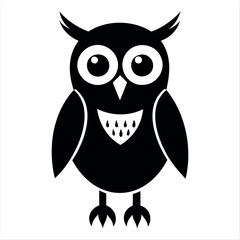 Christmas vector a black and white graphic illustration of a stylized owl with large eyes and small ear tufts standing