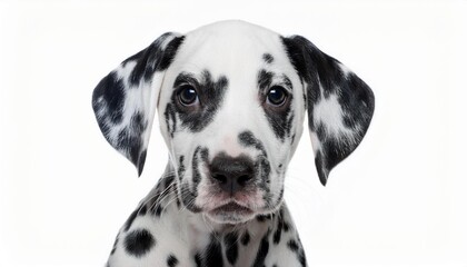 ダルメシアンの子犬のポートレート（Dalmatian puppy portrait on white background）
