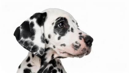 ダルメシアンの子犬のポートレート（Dalmatian puppy portrait on white background）

