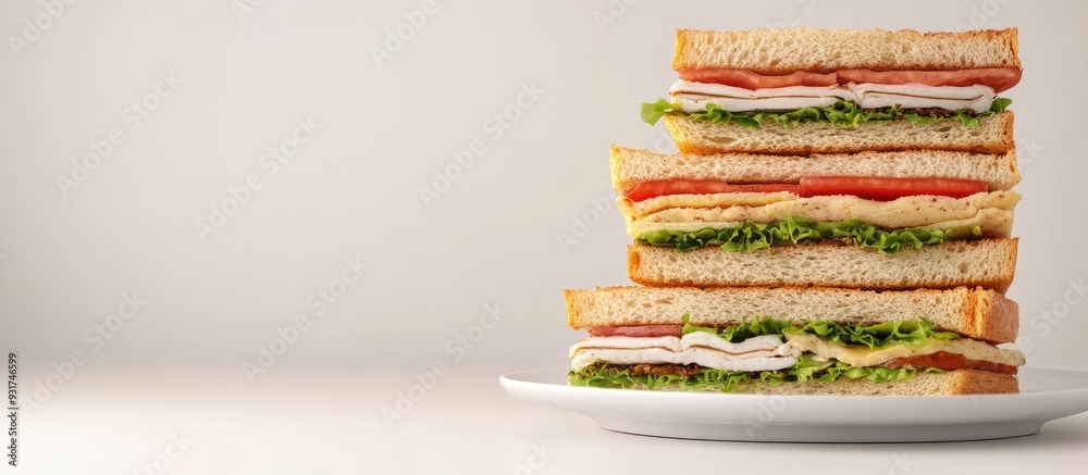 Aufkleber Assorted sandwiches on a plate. with copy space image. Place for adding text or design