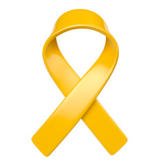 Yellow ribbon for yellow september in 3d render with transparent background