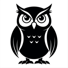 OWL bird black silhouette Isolated on a white background, owl bird set vector illustration