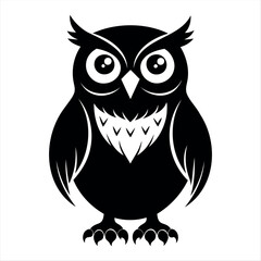 OWL bird black silhouette Isolated on a white background, owl bird set vector illustration