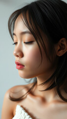 Close-up Portrait of Young Asian Woman with Beautiful Skin