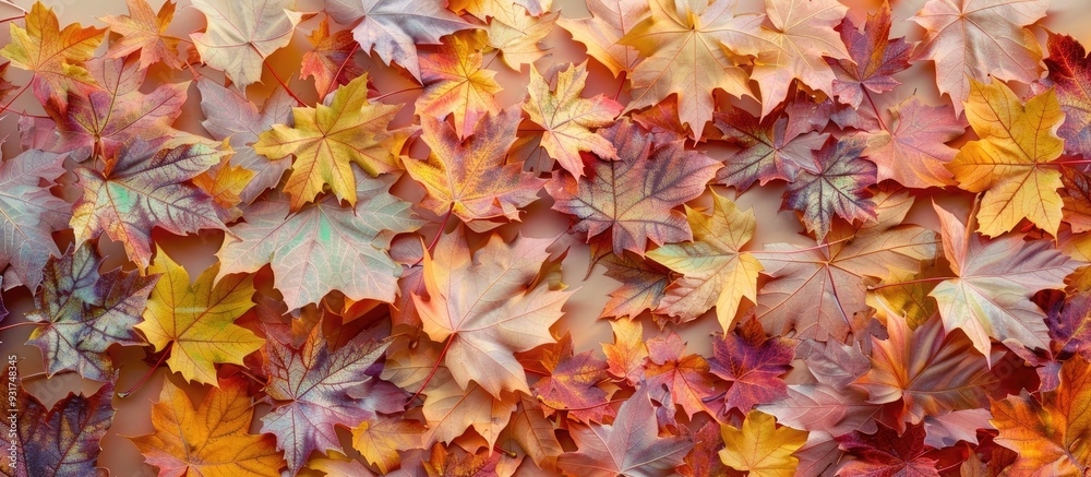 Aufkleber maple leaves in autumn on a white background seasonal autumn frame copyspace for text