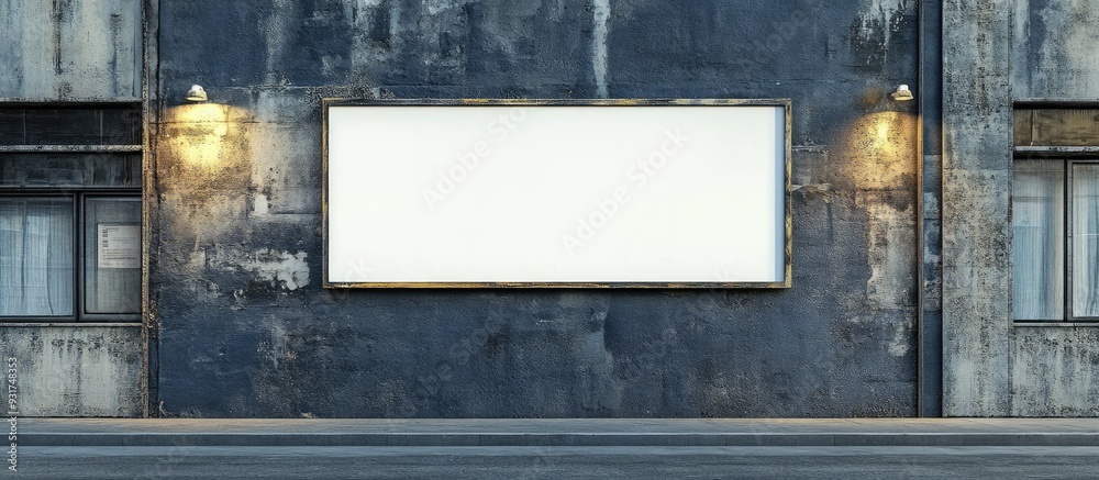 Poster blank white store signboard mockup vacant shop signage affixed to the old wall street sign. with cop