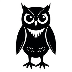 Christmas vector a simple black and white illustration of a stylized owl with large eyes and pointed ear tufts design