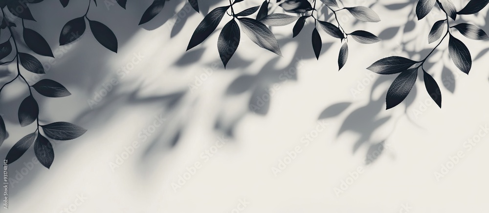 Leinwandbilder blurry shadows of tree leaves on a light gray background. with copy space image. place for adding te