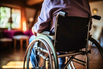 An elderly person in a wheelchair close up