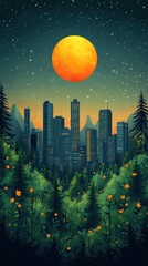 Fototapeta premium Neighborhood green energy fair, showcasing sustainable solutions, flat design illustration