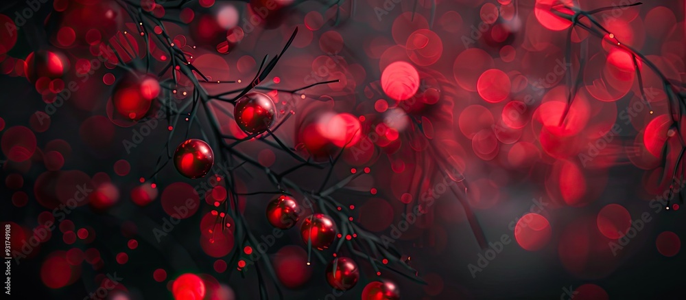 Aufkleber Unfocused abstract red bokeh on a black background Blurred and defocused numerous round lights. with copy space image. Place for adding text or design