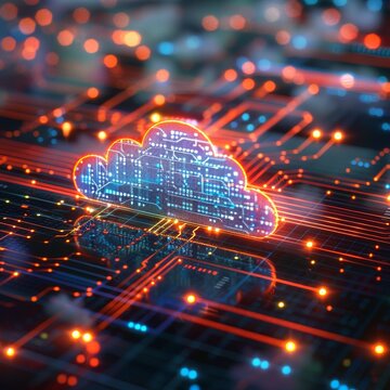 Cloud Computing, Cloud Technology, Data Storage, and Cyber Security Concept. 3D Illustration.