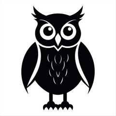Christmas vector a simple black and white illustration of a stylized owl with large eyes and pointed ear tufts design