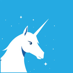 vector illustration . Unicorn head silhouette isolated on white background. Vector illustration. Unicorn silhouette simple flat design