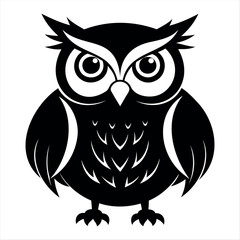 OWL bird black silhouette Isolated on a white background, owl bird set vector illustration