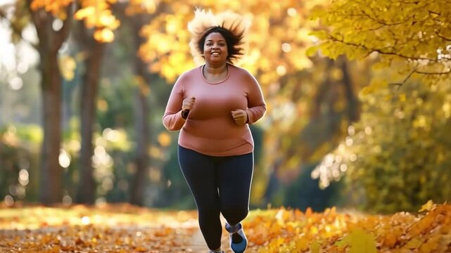 A plus-sized lady is avoiding the pavement on a sunny day.