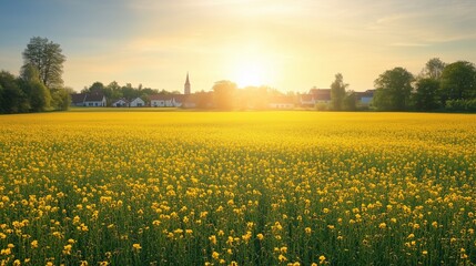 Obraz premium sunset over the field