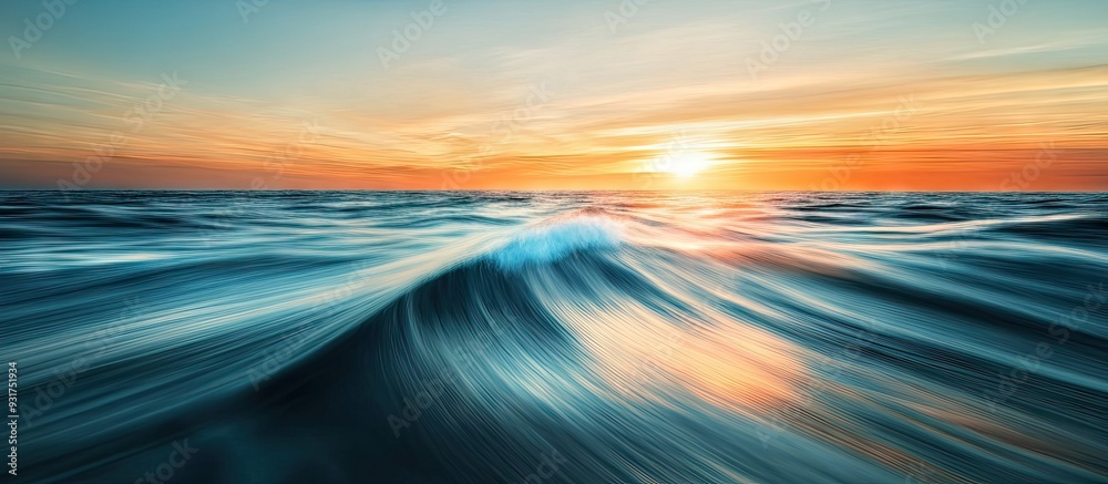 Aufkleber Blurred motion abstract of the Pacific Ocean during twilight. with copy space image. Place for adding text or design