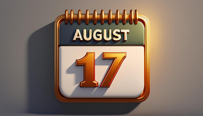 A 3D schedule symbol featuring the date AUGUST and 17 on a grey background.