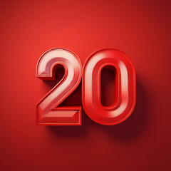 A 3-dimensional red number 3D illustration with a 20_ off promotion on a red backdrop for a business.