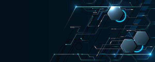 Technology concept background hexagonal high tech network communication panel