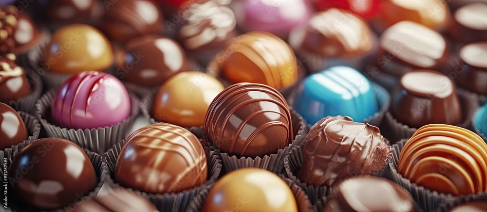 Aufkleber Chocolates in numerous colors and shapes. with copy space image. Place for adding text or design