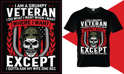 Fototapeta premium Veteran day t-shirt design. Custom typography veteran day premium quote t-shirt design.