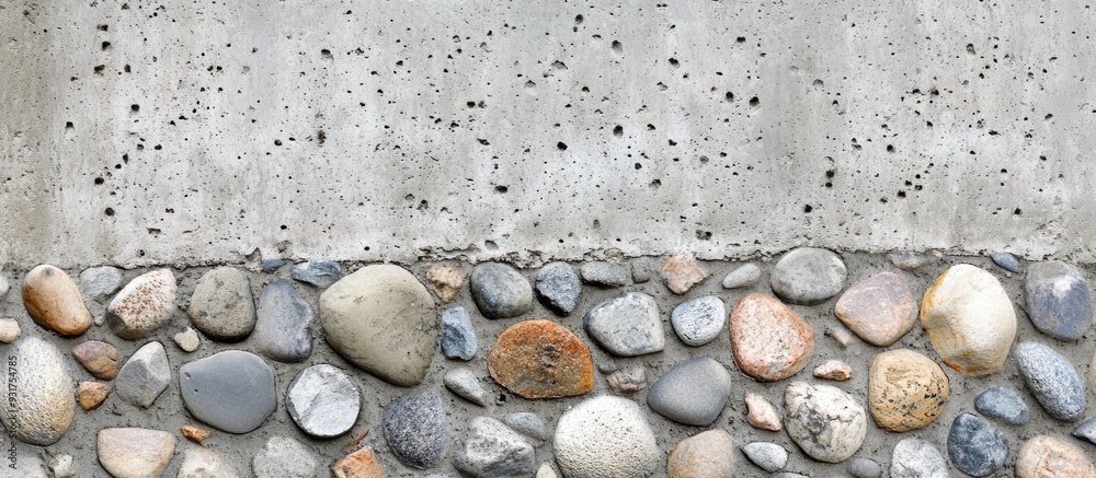 Leinwandbilder the wall has a texture made of cement combined with small stones. with copy space image. place for a