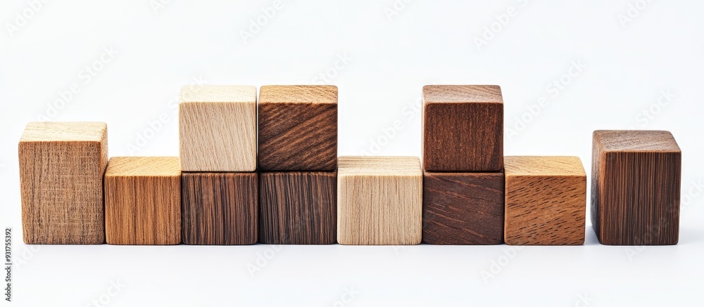Fototapete wood blocks separated against a white background. with copy space image. place for adding text or de