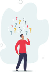 Business decision making doubt about options confusion .Choice about company work strategy.flat design with people.