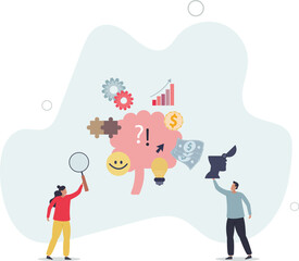 Genius and smart scientist with bright and talented mind.Academical knowledge brain with creative skills .flat design with people.