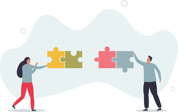 Mutual cooperation, collaboration and partnership strategy to unite company.flat design with people.
