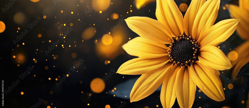 Poster lovely yellow flower. with copy space image. place for adding text or design