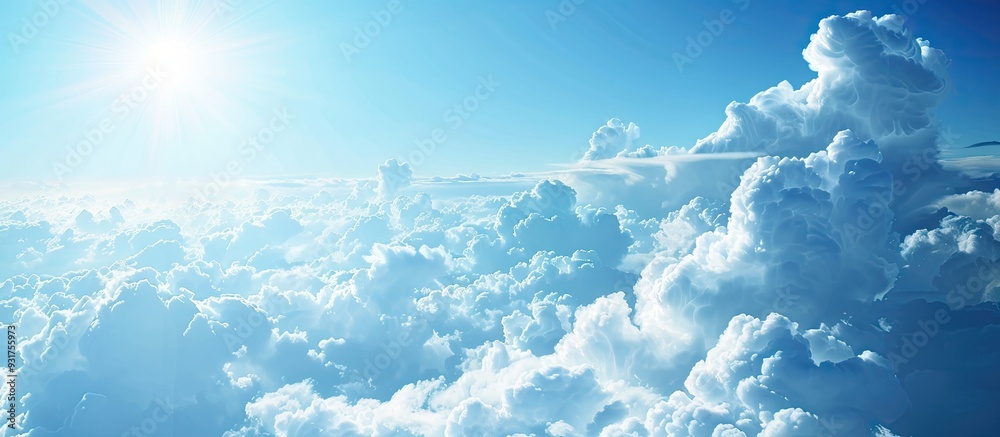 Aufkleber bright blue sky with clouds showcasing the beautiful art of nature and providing copyspace for addin