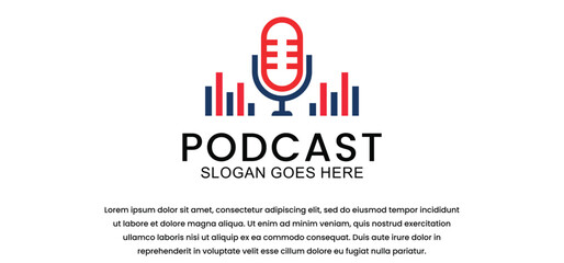 podcast logo microphone icon, vector template talk show, dialogue, communication. with minimalist and modern style