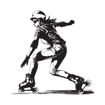 recommend clip art: Roller skate silhouette Vector Images. Girl On Roller Skates Stock Illustration. 