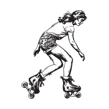 recommend clip art: Beauty Woman Roller Skating Stock Illustrations.Vector illustration of a silhouette of a girl riding on roller skates 