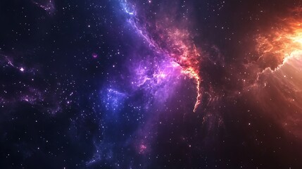 Obraz premium A vibrant nebula with swirling clouds of gas and dust against a backdrop of twinkling stars.