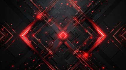 Abstract black background with red glowing lines and squares.