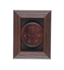 dark brown wooden rectangular frame isolated on white background