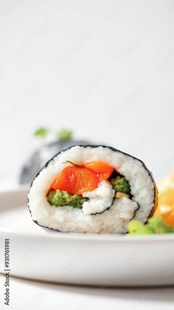 Canvas Prints Close-up of a Salmon Avocado Sushi Roll