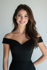 young beautiful woman standing on white background