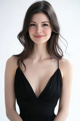 young beautiful woman standing on white background