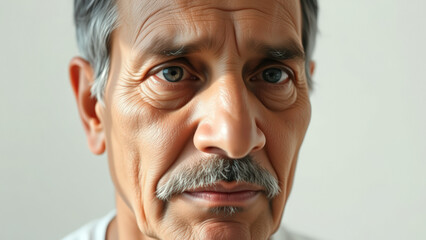 Close-up portrait of a senior man with a thoughtful expression