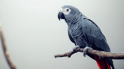Obraz premium African Grey Parrot Perched on a Branch
