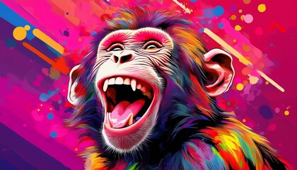 Funny pop art picture of a monkey.