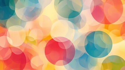 Abstract pattern of multi-colored circles randomly placed on a soft background