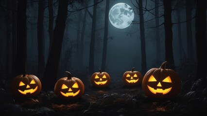 halloween background with pumpkin and bats