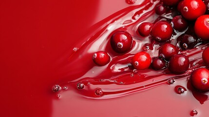 Cranberries in red juice.